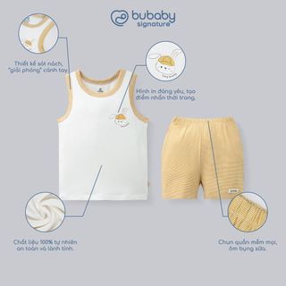Bubaby Bộ ba lỗ thỏ Bunny, bộ ba lỗ thoàng mát, dễ vận động | Quần áo trẻ em mềm mịn | SVS140438 T6.1