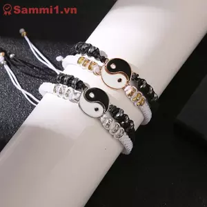 Bộ vòng tay & dây chuyền cặp đôi ZK Thái Cực Âm Dương, những người yêu thích phù hợp có thể điều chỉnh VN