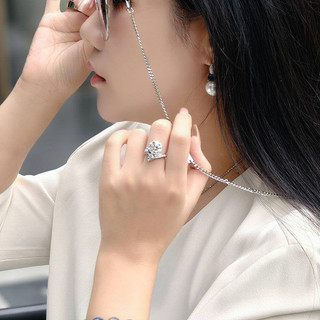 Châu Âu Mỹ ins Phong Cách Mới 5 Carat Hoa Đá Cắt Zircon Mở Nhẫn Nữ