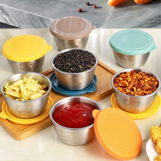 1 / 3 / 6 Cái Hộp Đựng Salad Có Nắp Silicon / Hộp Bảo Quản Sốt Chống Rò Rỉ Họa Tiết Gấu