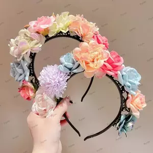 Vòng tóc PYCOU, Mô phỏng hoa cô dâu Vương miện hoa cổ tích, Băng đô hoa đầy màu sắc thời trang Phụ kiện tóc trẻ em