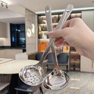Ánh Sáng Sang Trọng 316 Thìa Inox Hộ Gia Đình Lẩu Thìa Rây Lọc Bộ Canh Uống Thìa Lớn Tay Cầm Dài Thìa RNBW