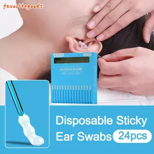 FAVORITEGOODS 24 Cái / hộp Tăm Bông Tai Dính, Tăm Bông Tai Dùng Một Lần Silicon Mềm, Dụng Cụ Tẩy Sáp Tai Trẻ Em Người Lớn