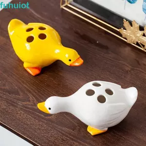 Bộ bàn chải đánh răng FUHUIOT, Giá đỡ bàn chải đánh răng bằng gốm chống thấm nước hoạt hình, Lưu trữ thẳng đứng hiện đại Hình con vịt Trang trí nhà vệ sinh Giá đỡ bồn rửa Mặt bàn