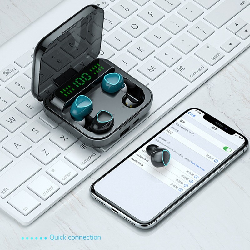 Tai nghe không dây cặp đôi M22 Màn hình kỹ thuật số cảm ứng Tai nghe Bluetooth Tai nghe kép Tai nghe khử tiếng ồn