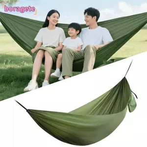 Võng treo BORAGETE, Võng cắm trại Dacron đầy màu sắc cường độ cao, Kích thước đơn và đôi bền bỉ Dễ dàng cài đặt Bãi biển xoay ngoài trời có thể gập lại