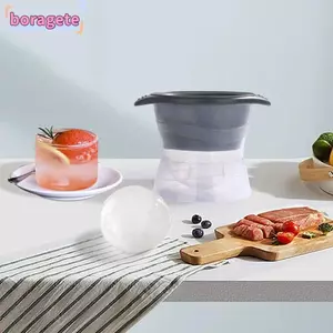 Khuôn làm đá viên BORAGETE, Dụng cụ nhà bếp Máy làm đá đa chức năng, Khuôn hình quả bóng tròn bằng silicon