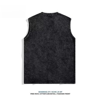 Áo thun Cotton không tay nam mùa hè hợp thời trang dáng rộng vừa vặn phong cách đi biển thông thường