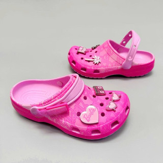 Dép sục nhựa đúc màu hồng cho nữ dễ thương, sục barbie tặng kèm sticker trang trí