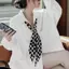 Phong cách mới Phong cách Pháp Đen Trắng Chấm Bi Khăn lụa dài Thắt Cổ Dây Cao Cấp Cổ Khăn Nhỏ Ruy Băng Yếm