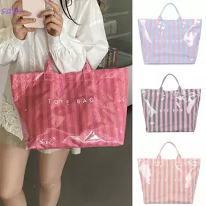 Túi xách nhẹ SAIA, Túi Tote sọc phong cách công nhân văn phòng sọc cầu vồng, Túi đeo vai PVC trong suốt thời trang Túi du lịch di động cảm giác cao cấp Sử dụng cho nữ