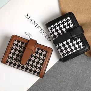 Giá Đỡ Thẻ Houndstooth Nữ Nhiều Khe Cắm Thẻ Dung Tích Lớn Giá Đỡ Bằng Lái Xe Nhỏ Tinh Tế Đựng Thẻ