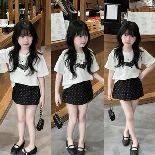 S37- [DƯỚI 1m36][tomnaukids] Áo thun cộc tay ép hình chấm bi +  chân váy chấm bi thun umi cho bé gái size  từ 9-36