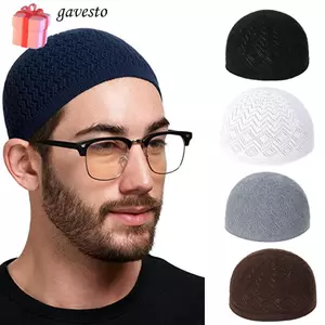 Mũ cầu nguyện nam GAVESTO, Mũ len dệt kim thoáng khí Unisex, Mũ lưới màu trơn Do Thái Ấn Độ