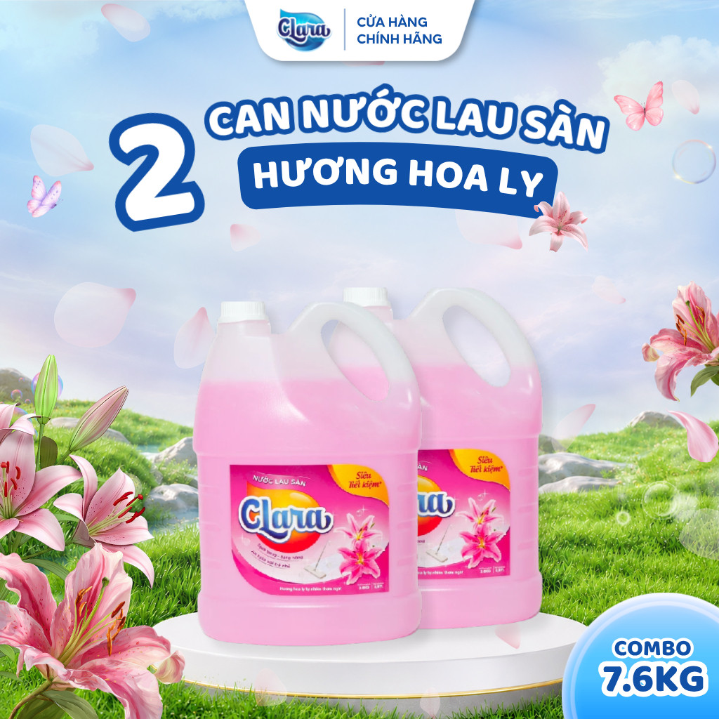 Nước Lau Sàn 𝐂𝐥𝐚𝐫𝐚 Hương Hoa Ly Can 3.8Kg NLSHL02, Nước Lau Nhà Thơm Mát Tự Nhiên, Diệt Khuẩn, Sạch Bóng Hàng Chính Hãng