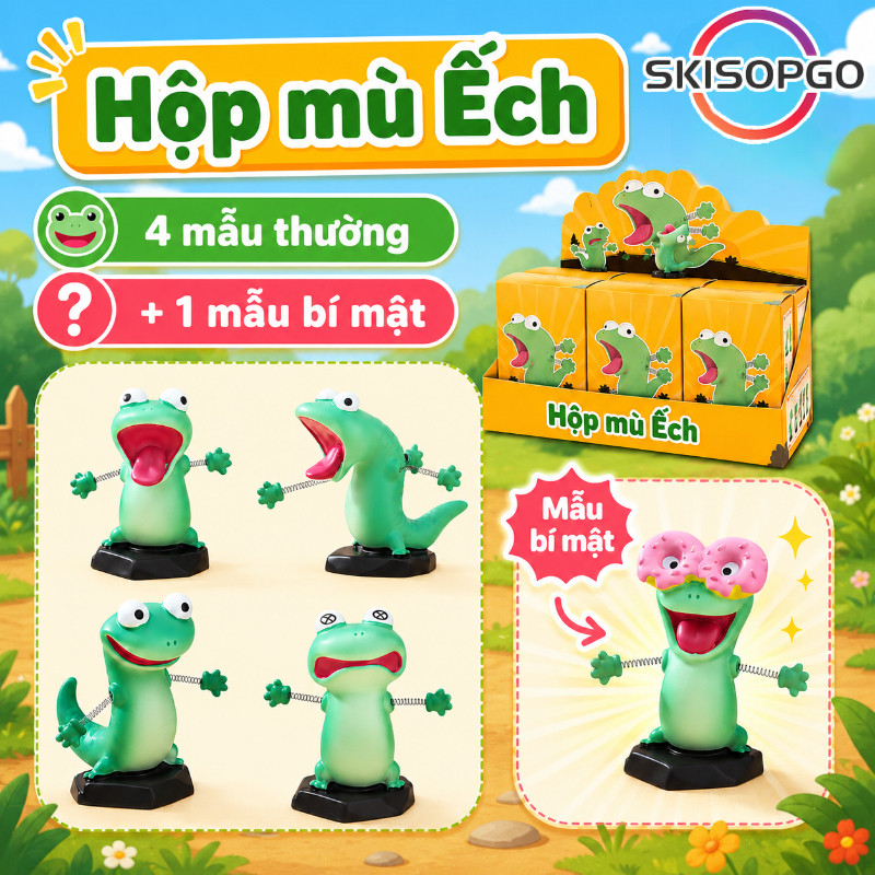【SKISOPGO】4 Phễu Tom Thằn Lằn Mù Hộp Hình,Phễu tom thằn lằn 4 hộp,dễ thương hình đồ chơi giảm căng thẳng,Quà Tặng