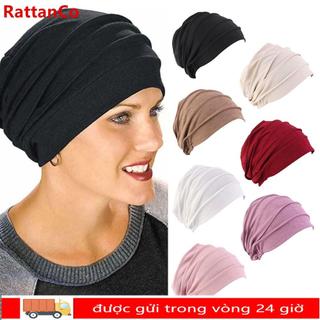 RATTANCO Nữ Mềm Hồi Giáo Mũ Khăn Vải Co Giãn Cotton Chemo Cap