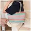 # HB # Túi Tote dệt bằng rơm Đeo vai Sọc cầu vồng Tay cầm bằng vải Cotton mềm không gian rộng lớn cho du lịch đi biển cuối tuần.