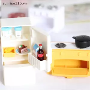 Nhà búp bê SRVN Tủ lạnh thu nhỏ Đồ chơi tủ lạnh Phụ kiện nhà bếp.