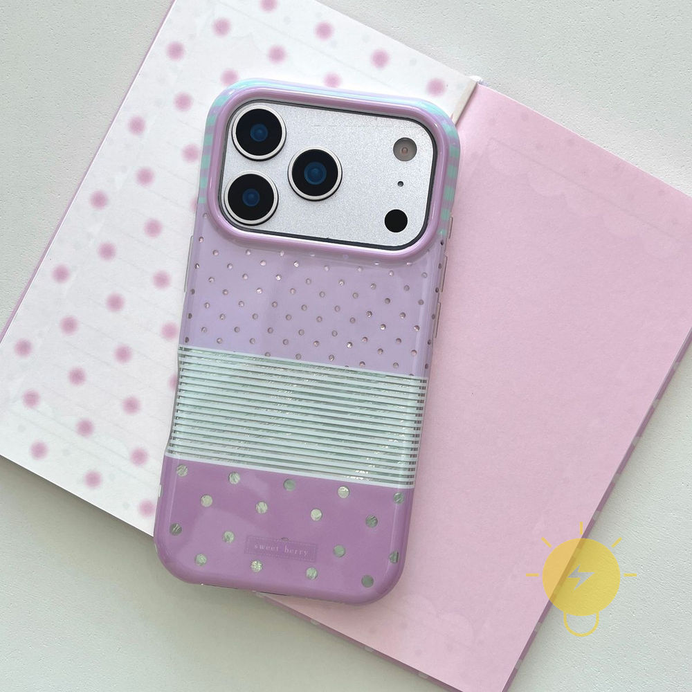 Phone Case For iPhone 17 Pro Max 16 15 14 13 TPU Purple Polka Dot Stripe Polka Dot Aesthetic Korean Cute