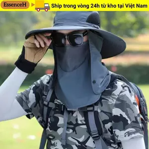 Mũ chống nắng ESSENCEH, Mũ làm việc nông nghiệp vành rộng chống tia cực tím, Bán chạy Bảo vệ 360 độ có thể điều chỉnh Mặt có thể tháo rời Mũ đi biển Quà tặng
