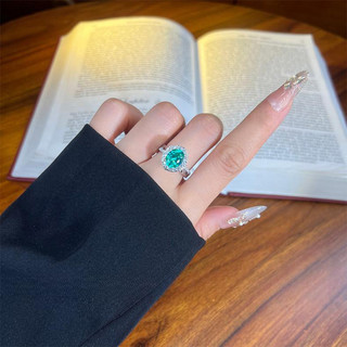 Châu Âu Mỹ ins Phong Cách Mới Xanh Cột Sống Đỏ Corundum Zircon Mở Nhẫn Nữ