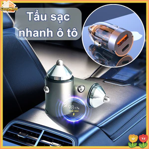 Tẩu sạc nhanh ô tô 100W / 120W 2 cổng USB + Type-C, hợp kim kẽm, ẩn, chống quá tải, nhỏ gọn