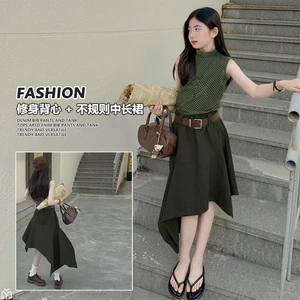Bé Gái Slim-fit Vest Mùa Hè 2026 Phong Cách Mới Trẻ Em Retro Chấm Bi Nửa Cổ Rùa Top