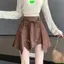 Hàng sẵn có Váy không đều Retro Da Lộn lưng cao Ôm hơn Váy chữ a Phù hợp với nhóm ngắn
