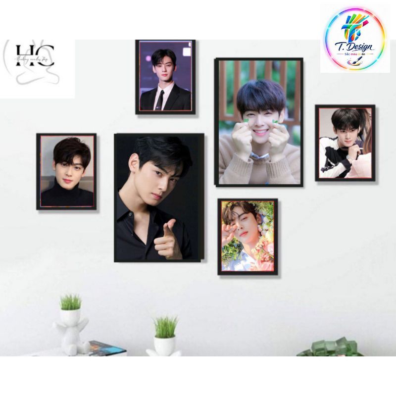 Bộ 6 tranh decor treo tường cho salon tóc nam, mẫu đa dạng, có keo dán sẵn.