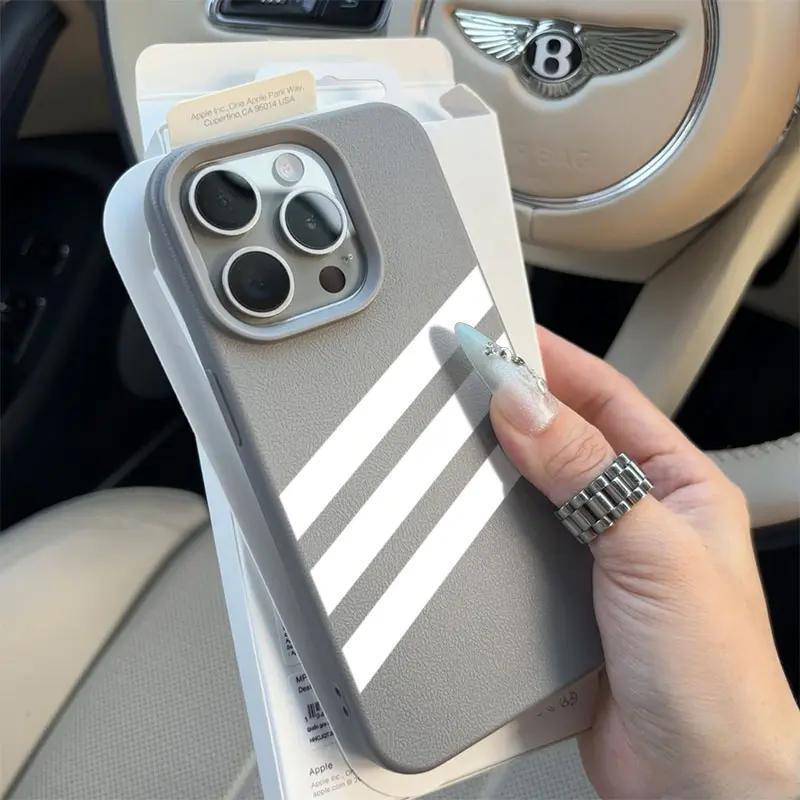 Thanh chéo trắng phù hợp với vỏ điện thoại 17PROMAX, họa tiết lựu, iPhone 16/15 mềm