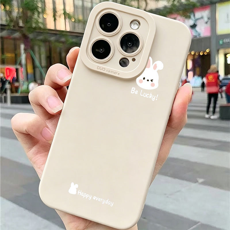 Ốp lưng iPhone hình chú thỏ Vỏ máy ảnh silicon mềm - iP 7/8/X/XS/XR/11/12/13/14/15/16/17/Plus/Air/Pro/Max