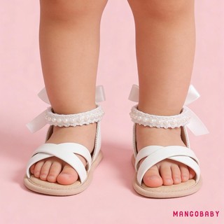 MG-Baby Girls Xăng đan Công Chúa Mùa Hè Thanh Lịch Satin Nơ Và Ngọc Trai Trang Trí Giày Có Hỗ Trợ Đóng Lưng