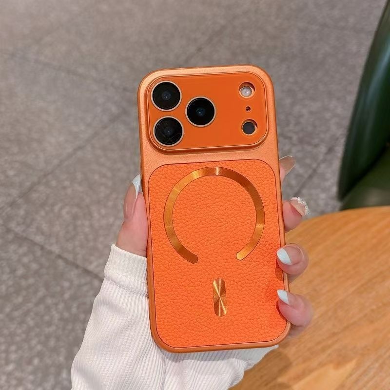 Ốp điện thoại cứng hình vải lanh sang trọng C từ tính tức thì 17 thích hợp cho iPhone 17 16 15 14 13 12 11 Pro Max Plus Ốp lưng