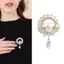 PNPIA- Thời Trang Micro Kẻ Sọc Zircon Giọt Nước Tròn Ngọc Trai Trâm Pin Cho Nữ Quần Áo Phụ Kiện
