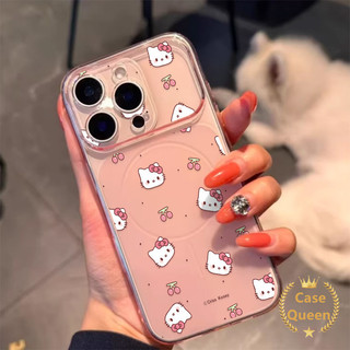 Ốp Lưng Tương Thích Cho iPhone 16 15 17 11 12 13 14 Pro Max 17 Air 14 Plus Hoạt Hình Dễ Thương Toàn Màn Hình Kitty Cat Cherry