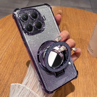 Dành Cho Xiaomi17T Pro Vỏ Cho Xiaomi 17T Pro 17TPro 1 7 17 T Pro Xiaomi17TPro 2026 Giá Đỡ Vòng Giá Đỡ Vỏ Điện Thoại Lá Bling Lấp Lánh Trong Suốt Acrylic Chống Sốc Ốp Lưng