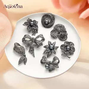 AqToCna Kim Cương Giả Nơ Thổ Cẩm Dành Cho Nữ Ngọc Trai Cây Pin Hoa Ve Áo Chân Tiệc Văn Phòng Người Bạn Quà Tặng Phụ Kiện Trang Sức AqToCna