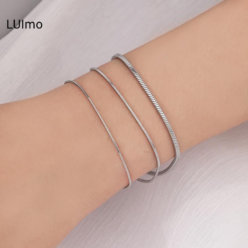 LUImo Đơn Giản Nam Thép Không Gỉ Vuông Xương Rắn Dây Xích Vòng Tay Hip-Hop Trang Sức Hợp Thời Trang Dự Tiệc Phụ Kiện Vòng Tay Cho Nữ SBS