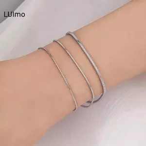 LUImo Đơn Giản Nam Thép Không Gỉ Vuông Xương Rắn Dây Xích Vòng Tay Hip-Hop Trang Sức Hợp Thời Trang Dự Tiệc Phụ Kiện Vòng Tay Cho Nữ SBS