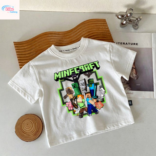 Áo Thun Bé Trai Minecraft Game, Áo Ngắn Tay Cotton Mềm Thoáng, Thời Trang Pixel, Cho Bé 3-12 Tuổi