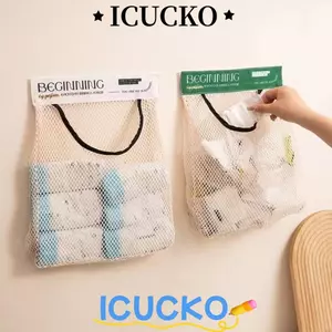 Túi lưới treo nhà bếp ICUCKO, Túi đựng rau củ quả dung tích lớn có thể tái sử dụng, Túi treo tường bằng vải Polyester