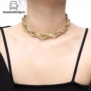 Tweeduj Punk Phóng Đại Kim Loại Nặng Thi Dây Xích Choker Nelace Nữ Goth Món Quà Trang Sức VN