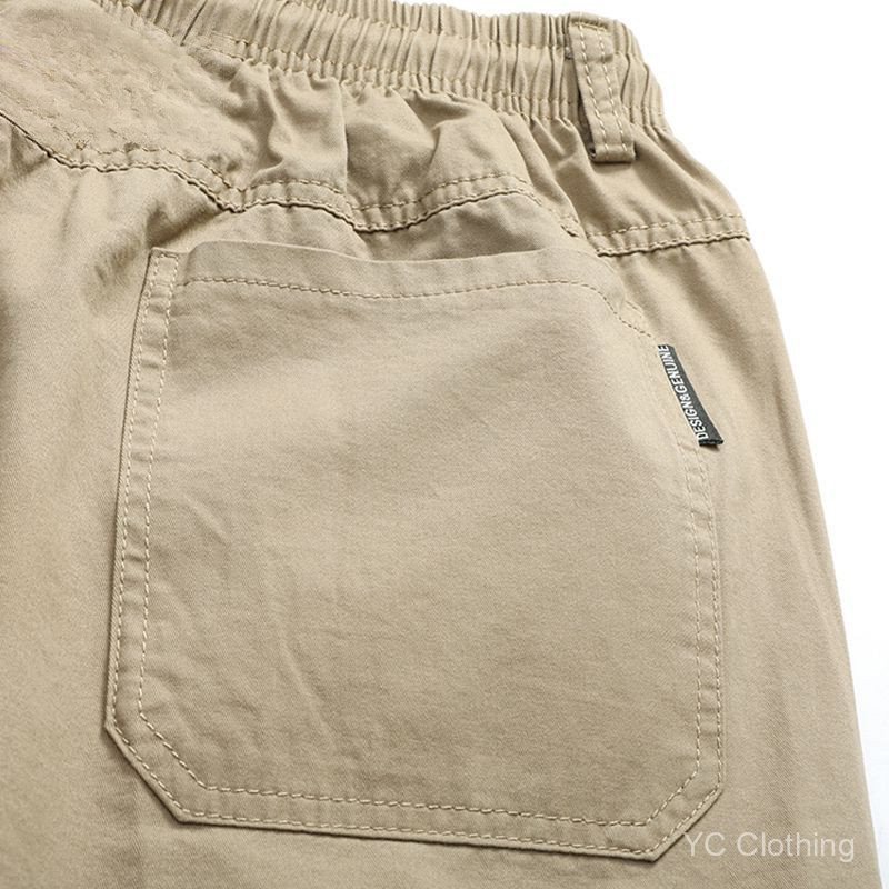 Quần crop vừa vặn cotton nguyên chất, màu trơn, dây rút và dây kéo, thoáng khí và thấm ẩm cho mùa hè ASUW