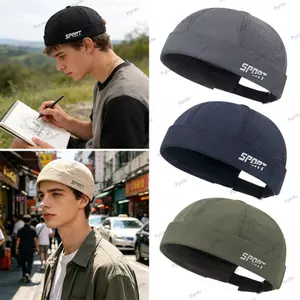 Mũ dạo phố PYCOU Beanie, Mũ Docker không vành khô nhanh mùa hè, Mũ lưỡi trai cổ điển màu trơn Hip Hop thời trang dành cho nam nữ