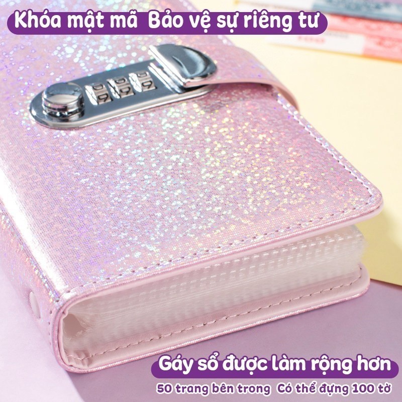 Sổ tiết kiệm đựng tiền thiết kế lấp lánh cao cấp khóa bảo vệ quản lý chi tiêu hiệu quả tiện lợi xinh