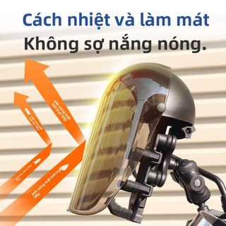 Giá Đỡ Điện Thoại Xe Máy Kèm Mái Che Chống Mưa Chống Gió Xoay 360° Kính PC Trong Suốt