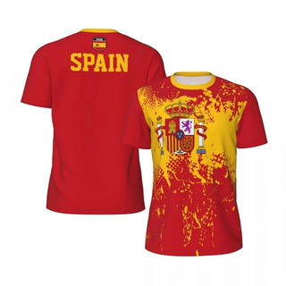 Tây Ban Nha Cờ Bóng Đá Áo Cho Nam Thời Trang Mùa Hè Quốc Huy 3D In Jersey Casual Nhanh Khô Thoáng Khí Tee Cao Cấp