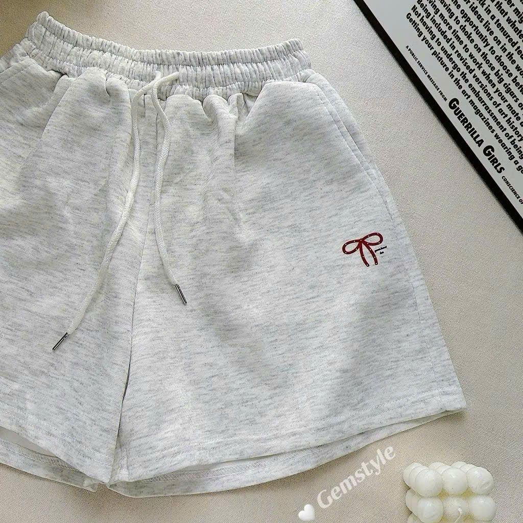 Quần đùi, quần short cạp chun chất liệu da cá mềm mịn lưng cao kèm dây rút kiều dáng trơn basic-thoitrangthubio