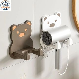 Giá treo máy sấy tóc gắn tường hình gấu bằng nhựa ABS